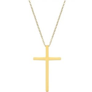 18K Gold Plated and Silver Stainless Steel Cross Shaped Pendant Necklace